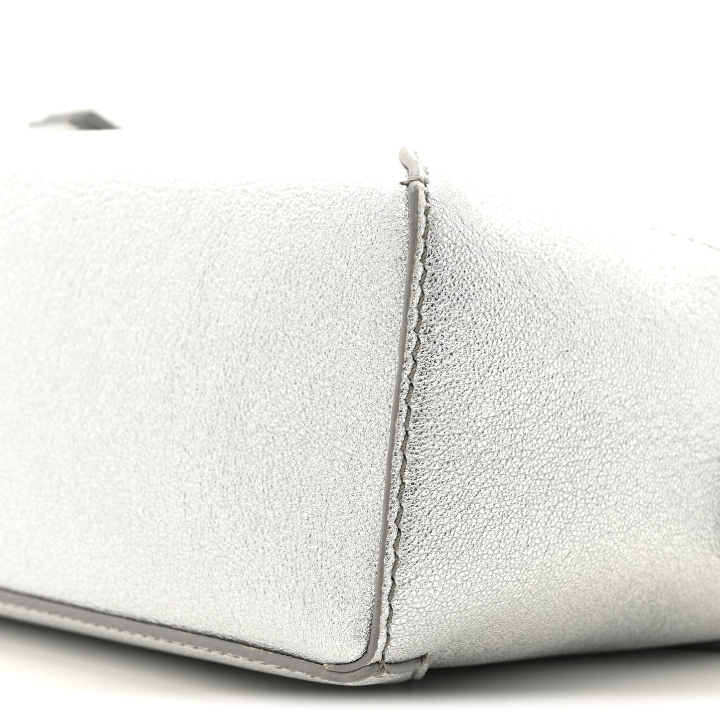 Laminated Lambskin Mini Puzzle Edge Bag Silver