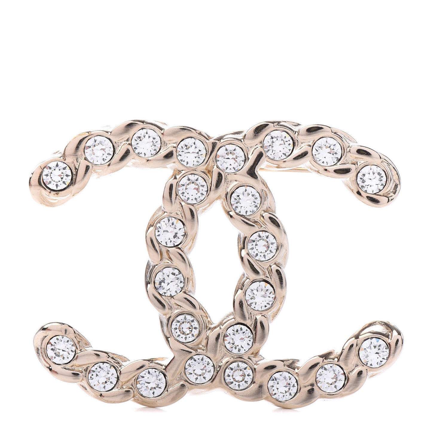 Crystal Pearls Coronation CC Brooch Gold