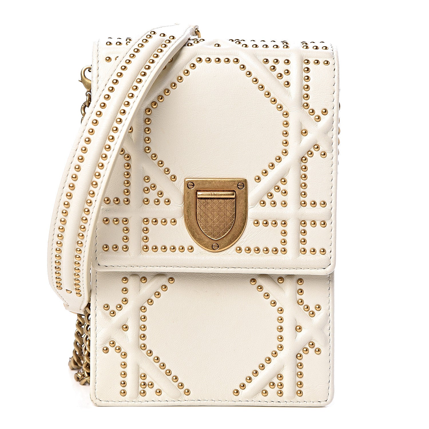 Christian Dior Lambskin Studded Vertical Diorama White 1 of 11
