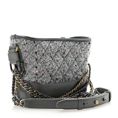 Chanel Tweed Calfskin Quilted Small Gabrielle Hobo Grey 3 of 10