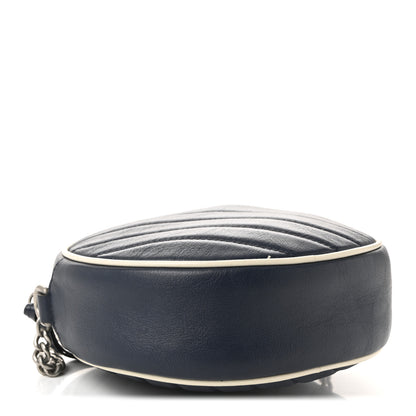 Gucci Azalea Calfskin Matelasse Diagonal Mini Torchon GG Marmont Round Shoulder Bag Blue Agata Mystic White 4 of 11