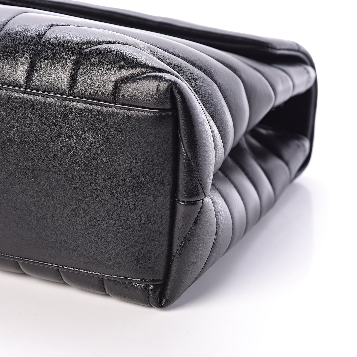 Calfskin Y Quilted Monogram Medium Loulou Chain Satchel Black