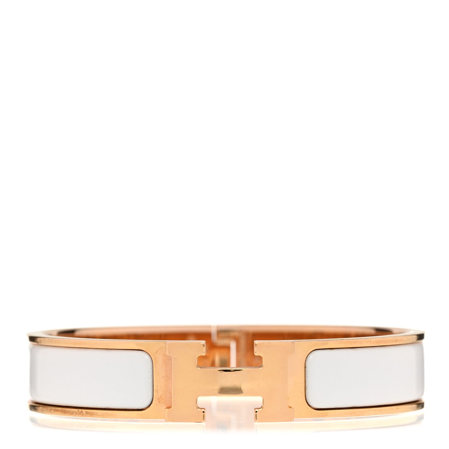 Enamel Narrow Clic Clac H Bracelet GM White
