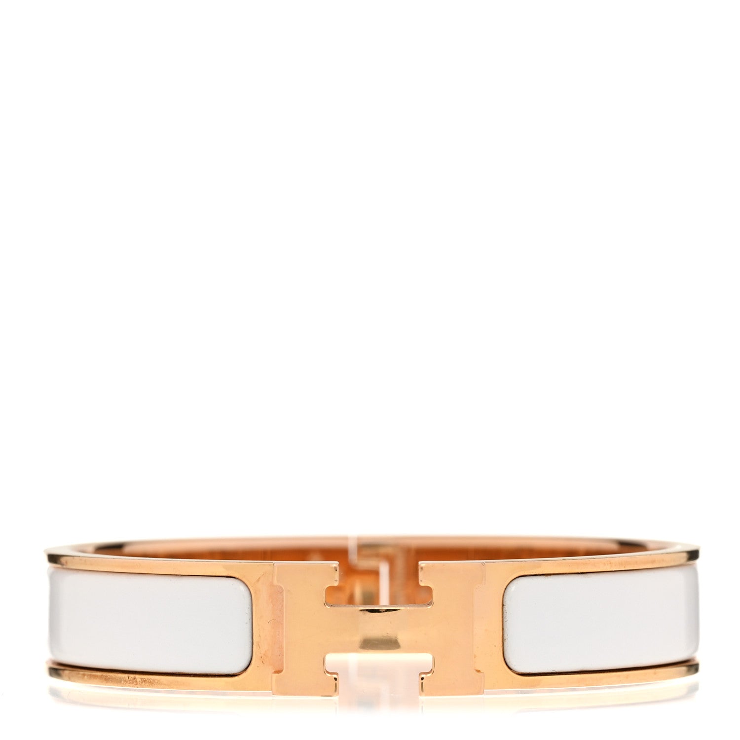 Hermes Enamel Narrow Clic Clac H Bracelet GM White 1 of 5