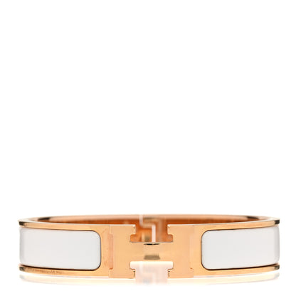 Hermes Enamel Narrow Clic Clac H Bracelet GM White 1 of 5