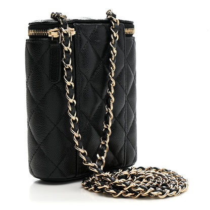 Chanel Caviar Quilted Small Vertical Coco Beauty Vanity Case With Chain Black 3 of 10