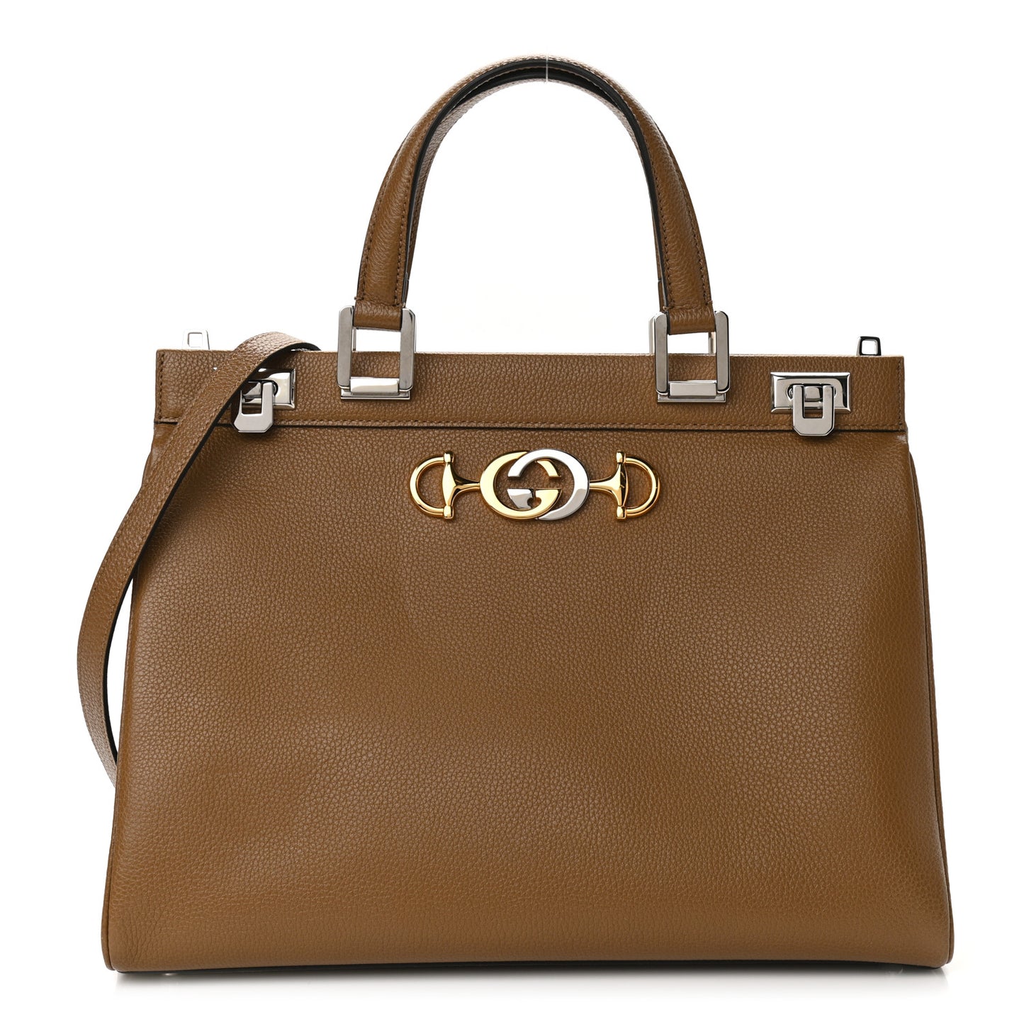 Grainy Calfskin Medium Zumi Top Handle Bag Friky Taupe