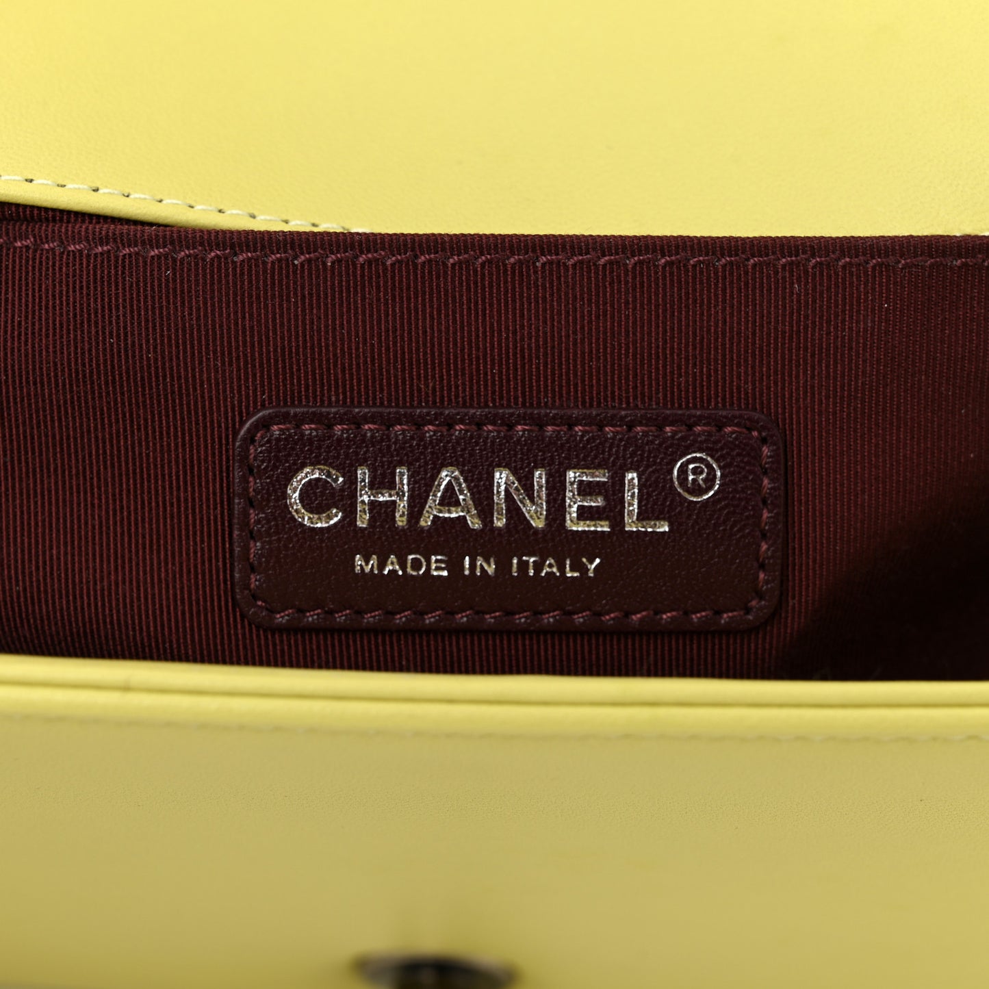 Wrinkled Lambskin Chevron Medium Boy Flap Yellow