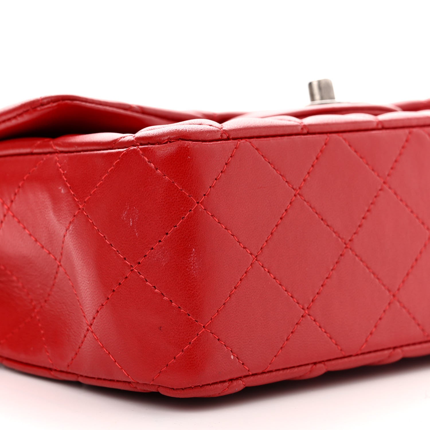 Chanel Lambskin Quilted Mini Rectangular Flap Red 9 of 15