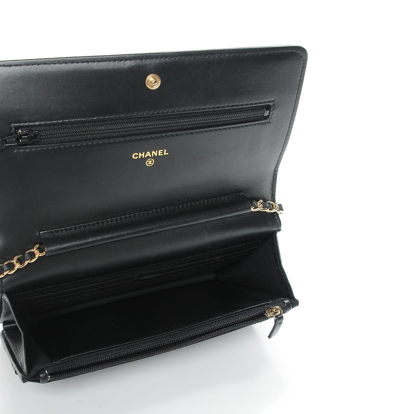 Lambskin Quilted Boy Wallet On Chain WOC Black