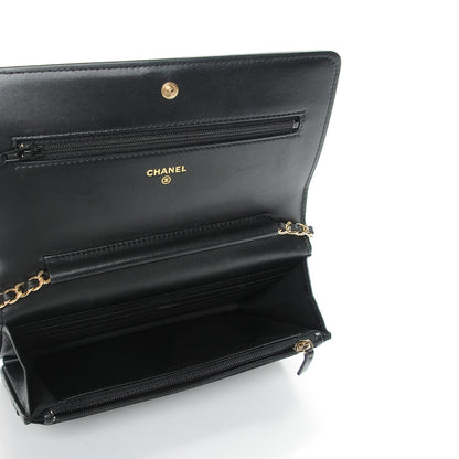 Chanel Lambskin Quilted Boy Wallet On Chain WOC Black 5 of 9