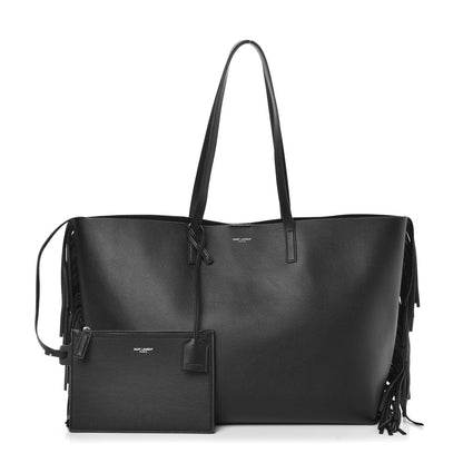 Saint Laurent Calfskin Large Fringe Shopping Tote Black 1 of 7