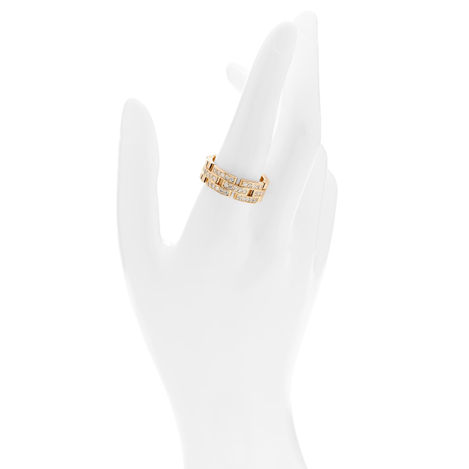 Cartier 18K Yellow Gold Diamond Maillon Panthere 3 Half Rows Paved Ring 61 9.5 2 of 6