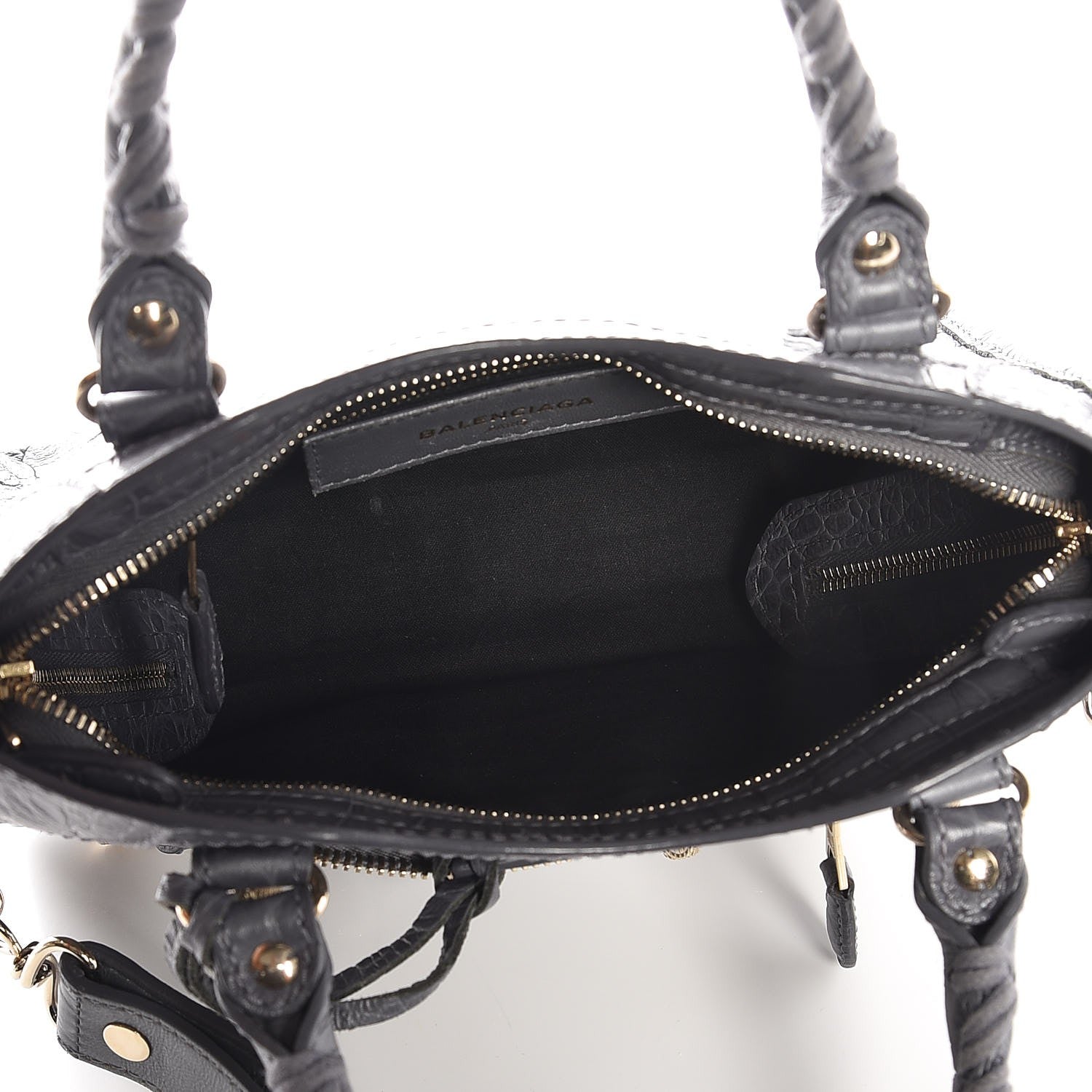 Balenciaga Calfskin Crocodile Embossed Giant 12 Gold Hardware Mini City Gris Beton 6 of 9