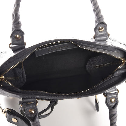 Balenciaga Calfskin Crocodile Embossed Giant 12 Gold Hardware Mini City Gris Beton 6 of 9