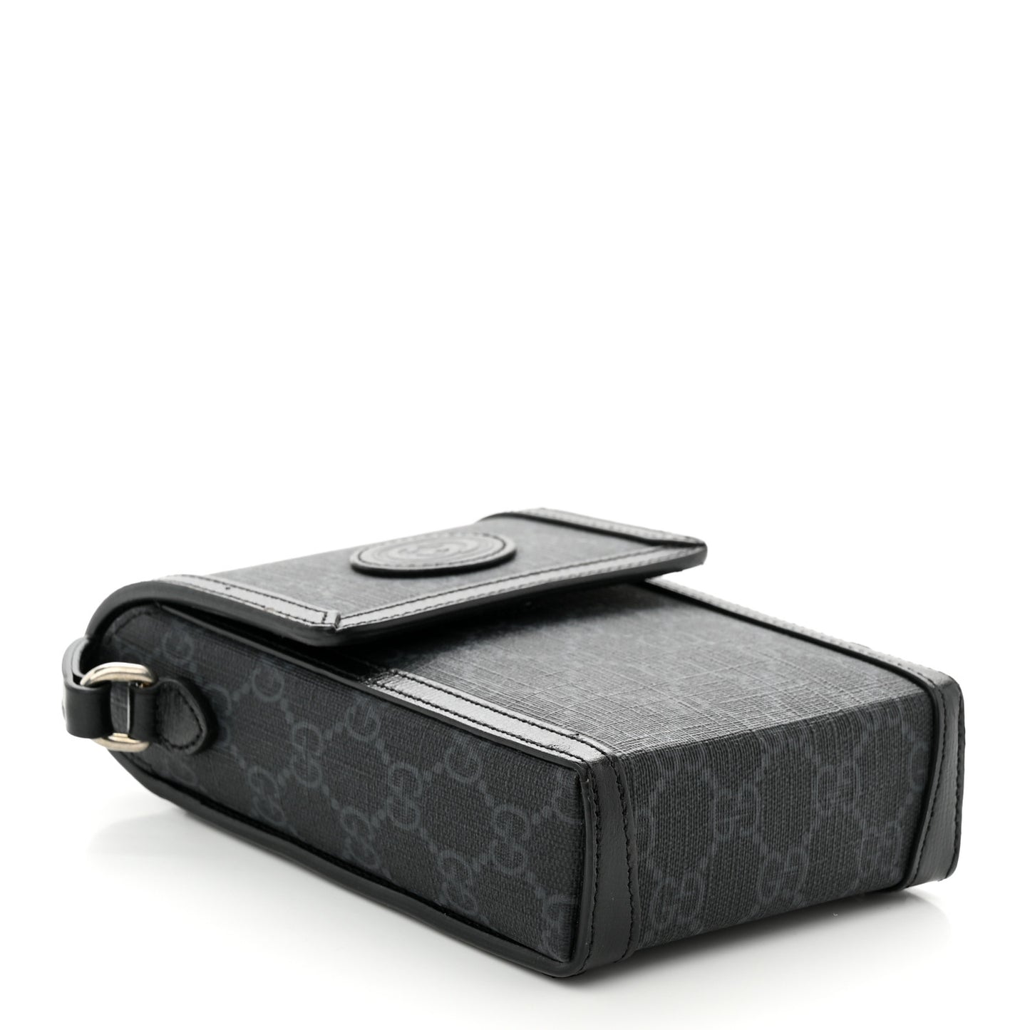 GG Supreme Monogram Azalea Calfskin Mini Retro Interlocking G Crossbody Bag Black