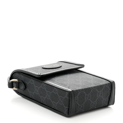 Gucci GG Supreme Monogram Azalea Calfskin Mini Retro Interlocking G Crossbody Bag Black 4 of 10