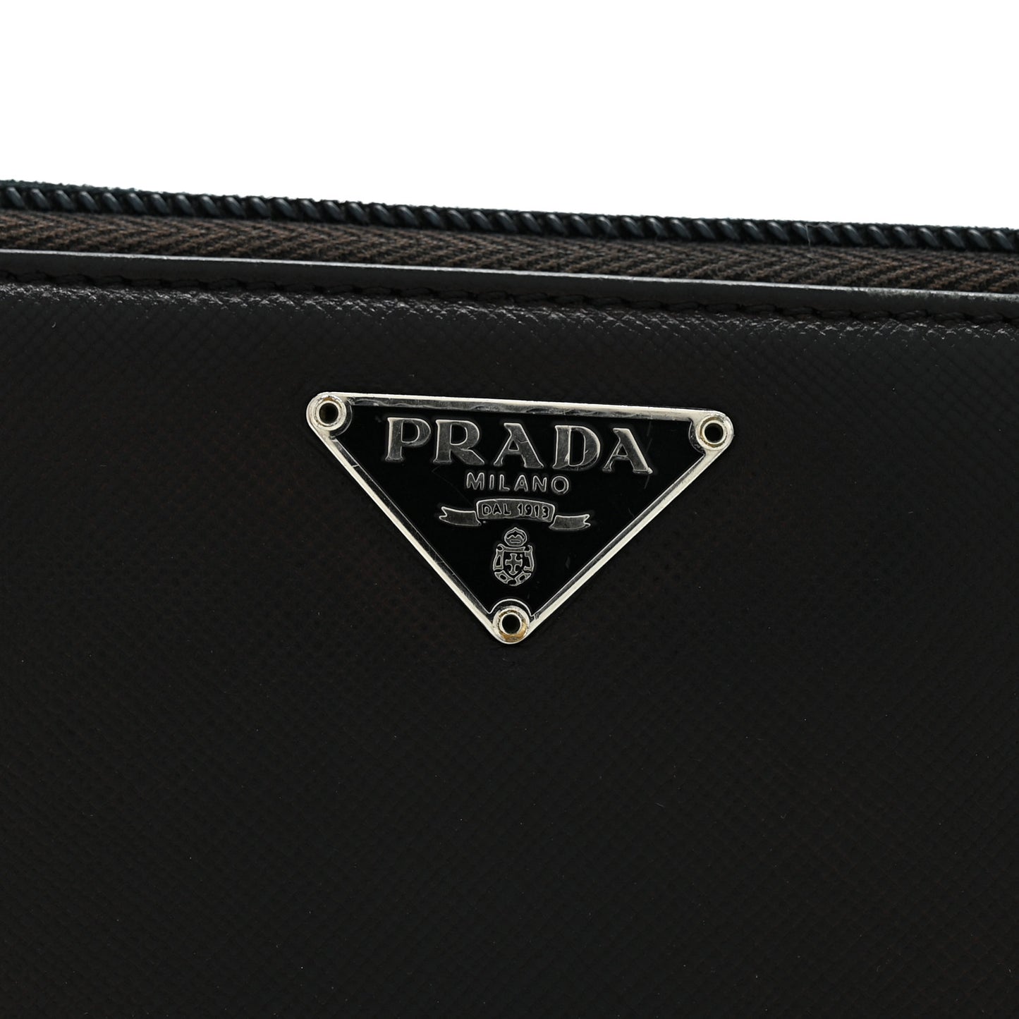 Saffiano Triangle Zip Around Wallet Black