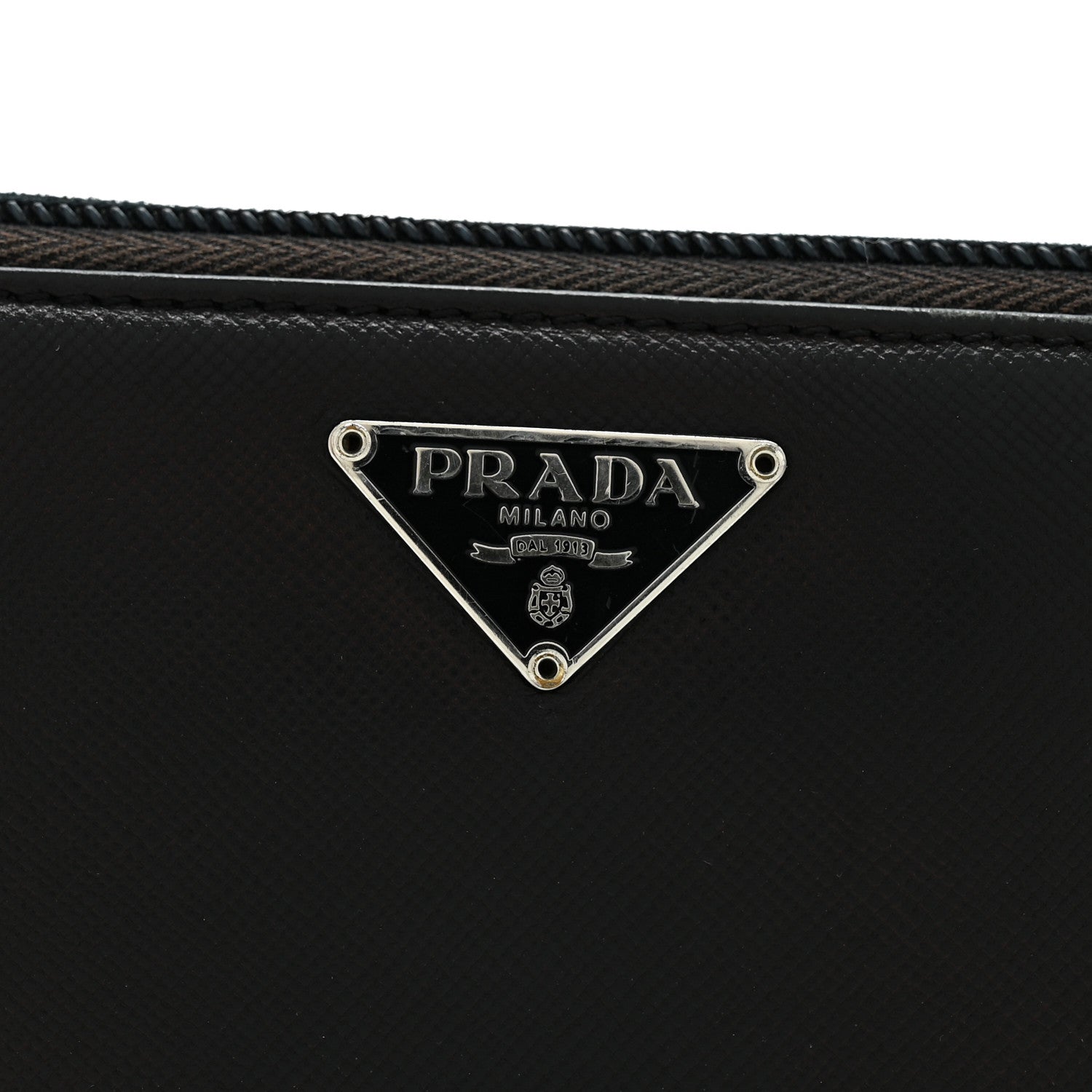 Prada Saffiano Triangle Zip Around Wallet Black 11 of 12