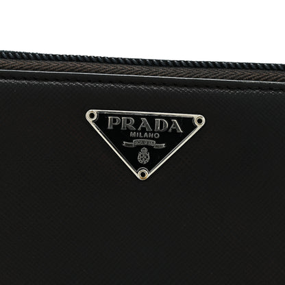 Prada Saffiano Triangle Zip Around Wallet Black 11 of 12