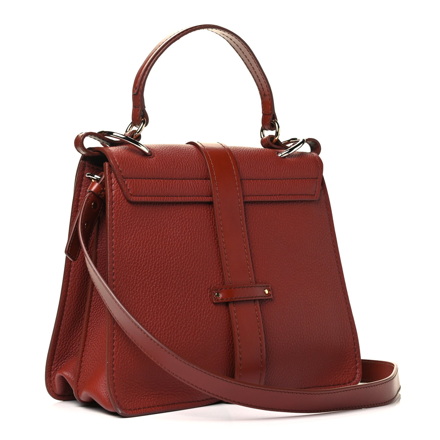 Shiny Grained Calfskin Medium Aby Day Shoulder Bag Sepia Brown