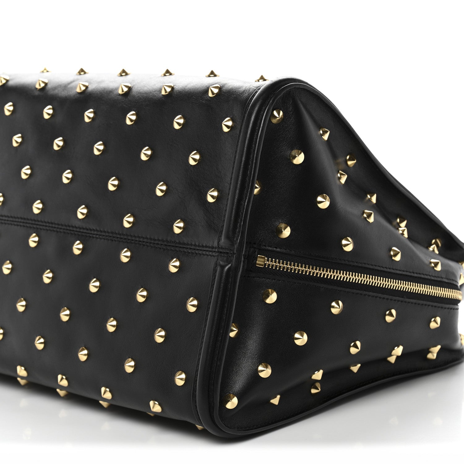 Alexander McQueen Calfskin Large Studded Padlock Zip Around Tote Black 10 of 11