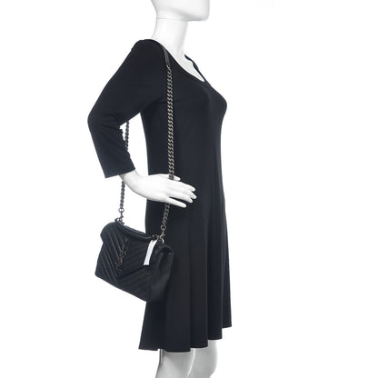 Saint Laurent Sheepskin Matelasse Chevron Monogram Medium College Bag Black 2 of 10