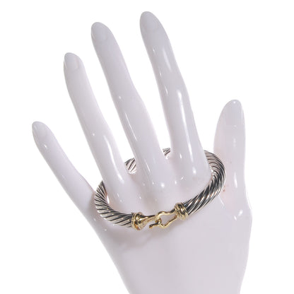 David Yurman Sterling Silver 14K Yellow Gold 7mm Cable Classic Buckle Bracelet 2 of 6