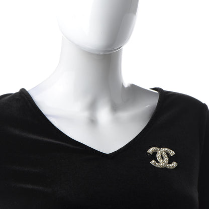 Chanel Pearl Crystal CC Brooch Gold 2 of 5