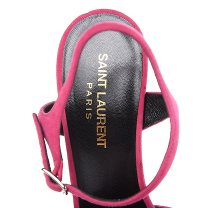 Saint Laurent Suede Bow Bianca 105 Platform Sandals Heels 37.5 Bubblegum 6 of 12