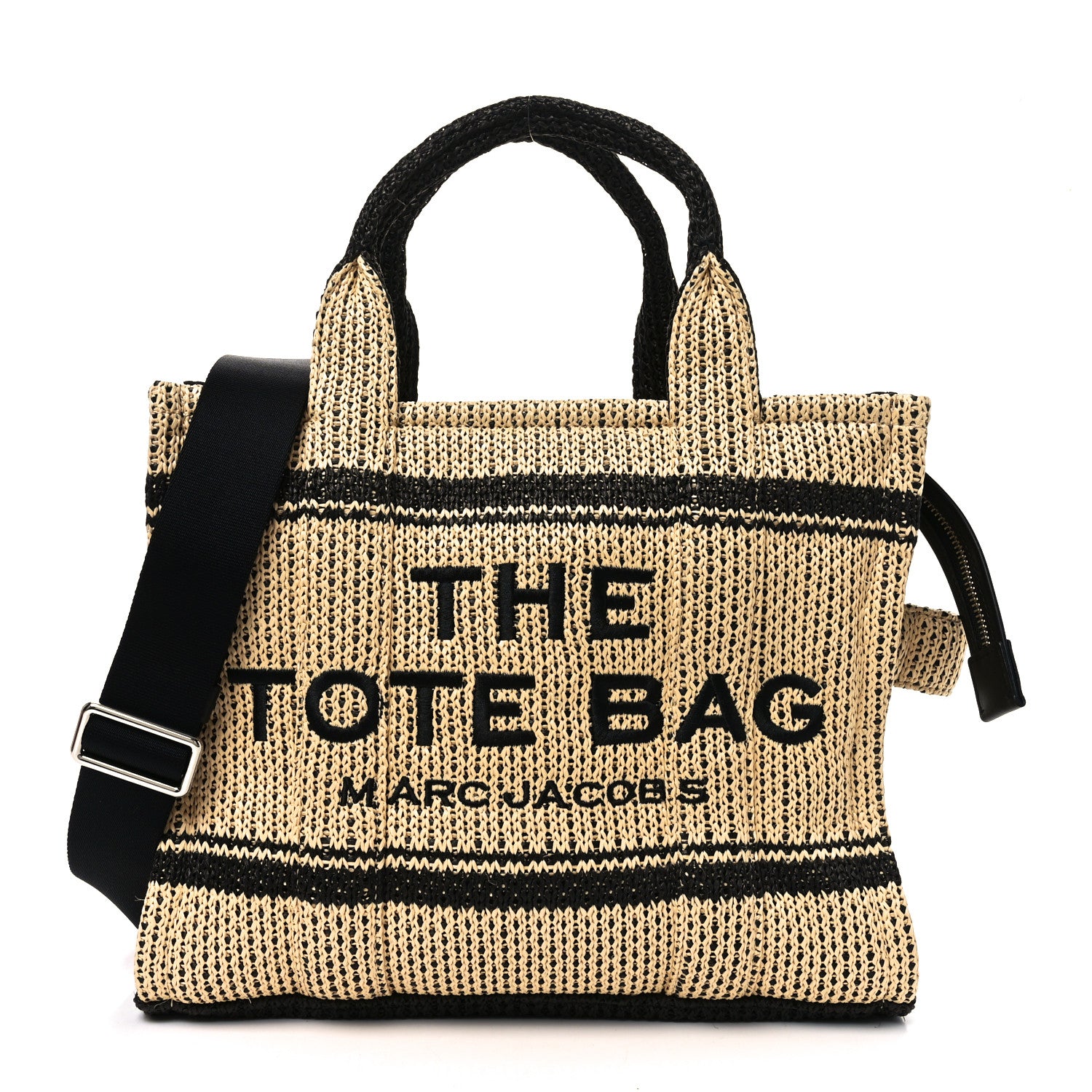 Marc Jacobs Straw Jacquard Medium The Traveler Tote Bag Natural