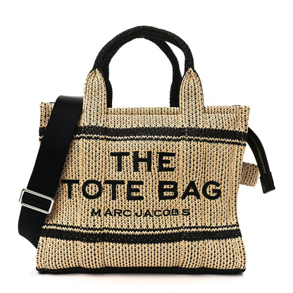 Marc Jacobs Straw Jacquard Medium The Traveler Tote Bag Natural 1 of 9