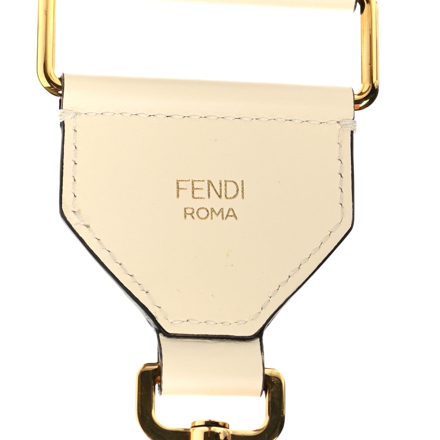Fendi Ribbon Vitello King Logo Embossed Gingham Woven Adjustable Strap You White Ice Ghianda Ice 4 of 5