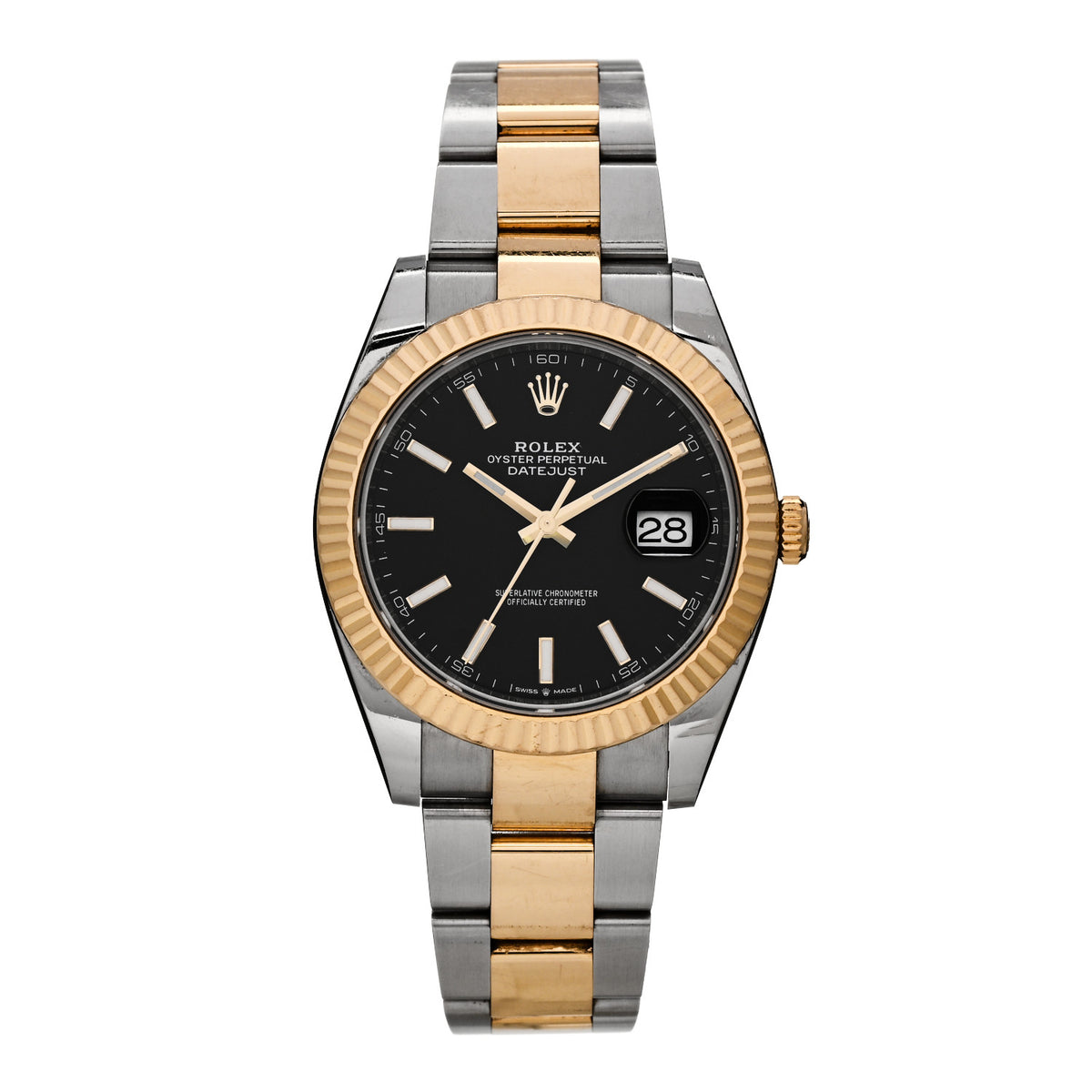 Rolex Stainless Steel 18K Yellow Gold 41mm Oyster Perpetual Datejust Watch Black 126333 1 of 5