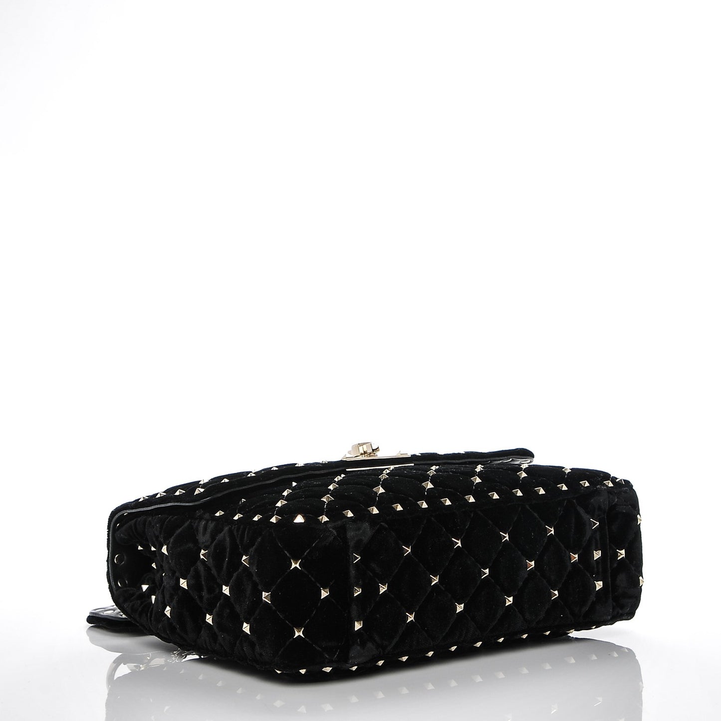 Velvet Medium Rockstud Spike Shoulder Bag Black