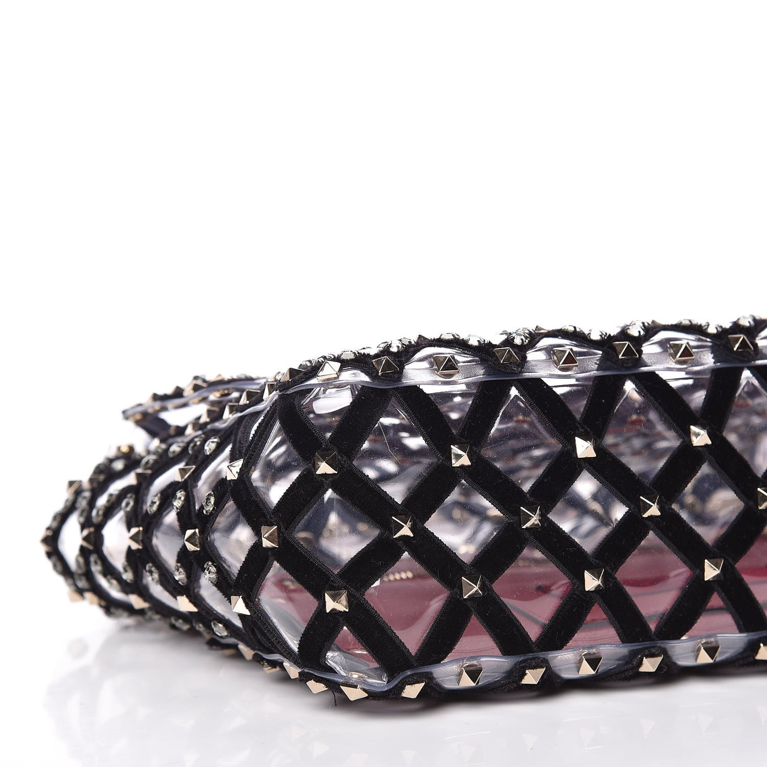 Valentino Garavani PVC Velvet Crystal Embellished Medium Rockstud Spike Shoulder Bag 5 of 13
