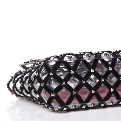 Valentino Garavani PVC Velvet Crystal Embellished Medium Rockstud Spike Shoulder Bag 5 of 13