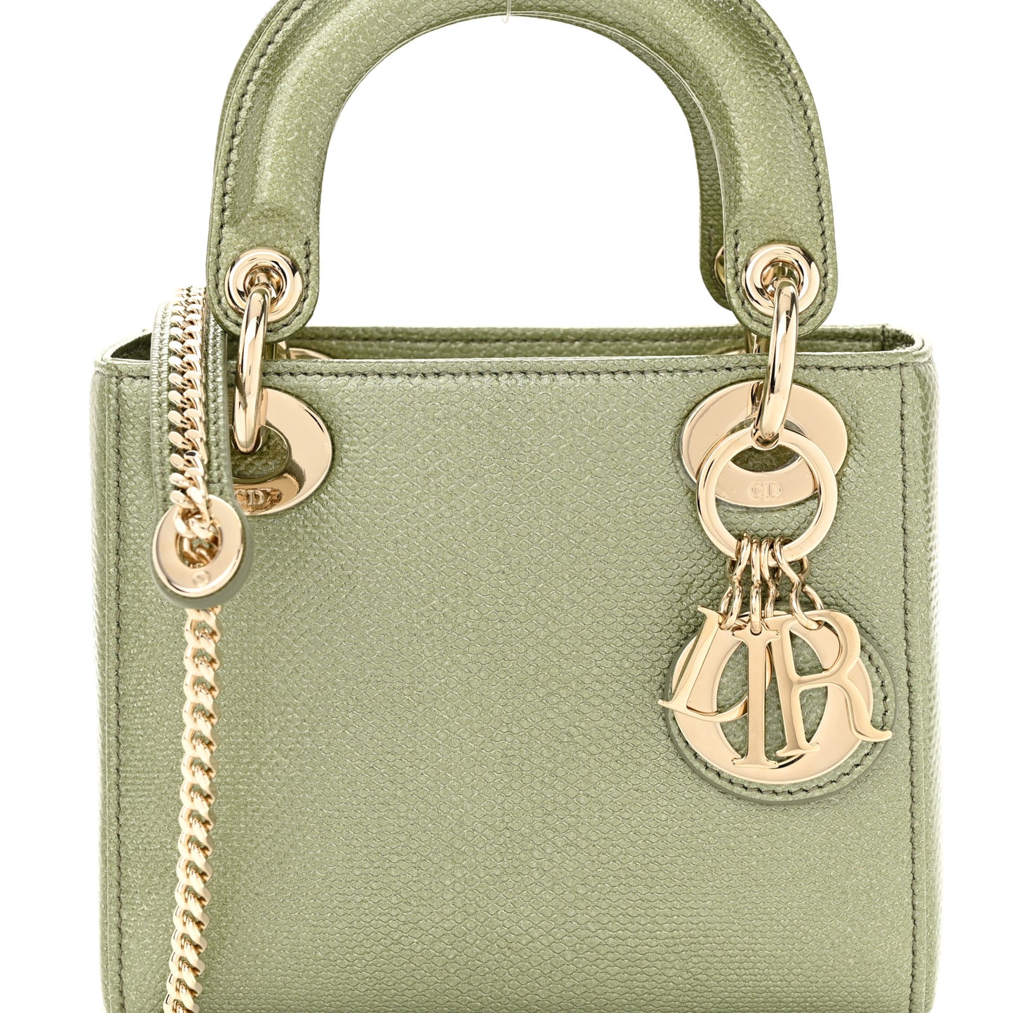 CHRISTIAN DIOR Metallic Lizard Mini Lady Dior Green