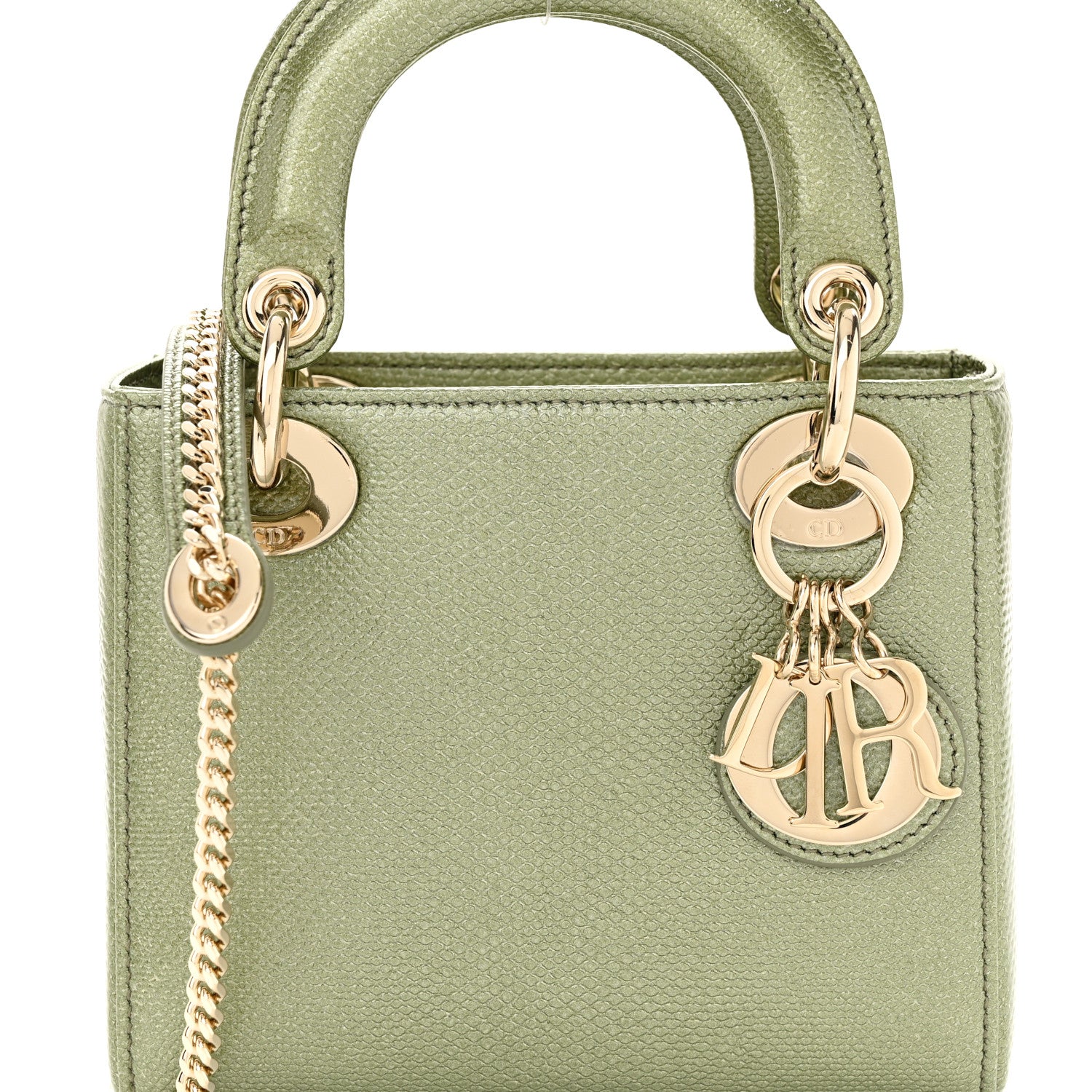 Christian Dior CHRISTIAN DIOR Metallic Lizard Mini Lady Dior Green 7 of 10