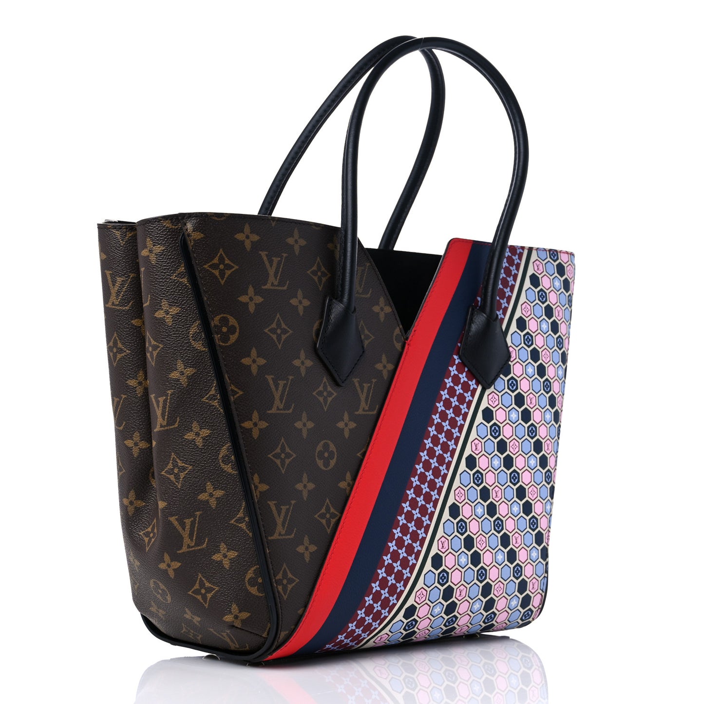 Calfskin Monogram Kimono Tote MM Rouge Navy