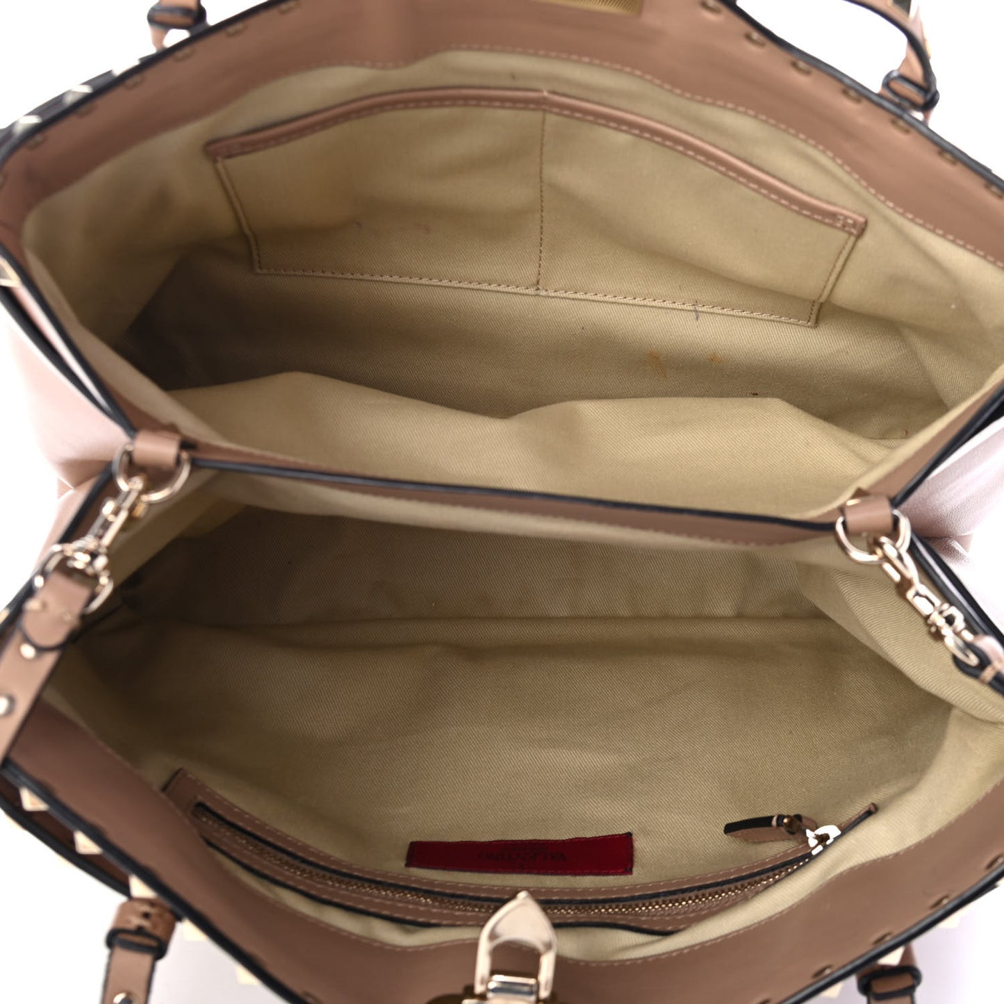 Vitello Rockstud Flip Lock Tote Alpaca