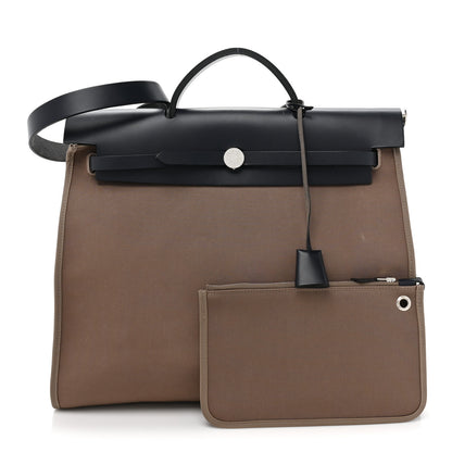 Hermes Toile Officier Vache Hunter Herbag Zip 39 MM Etoupe Bleu Indigo 3 of 15