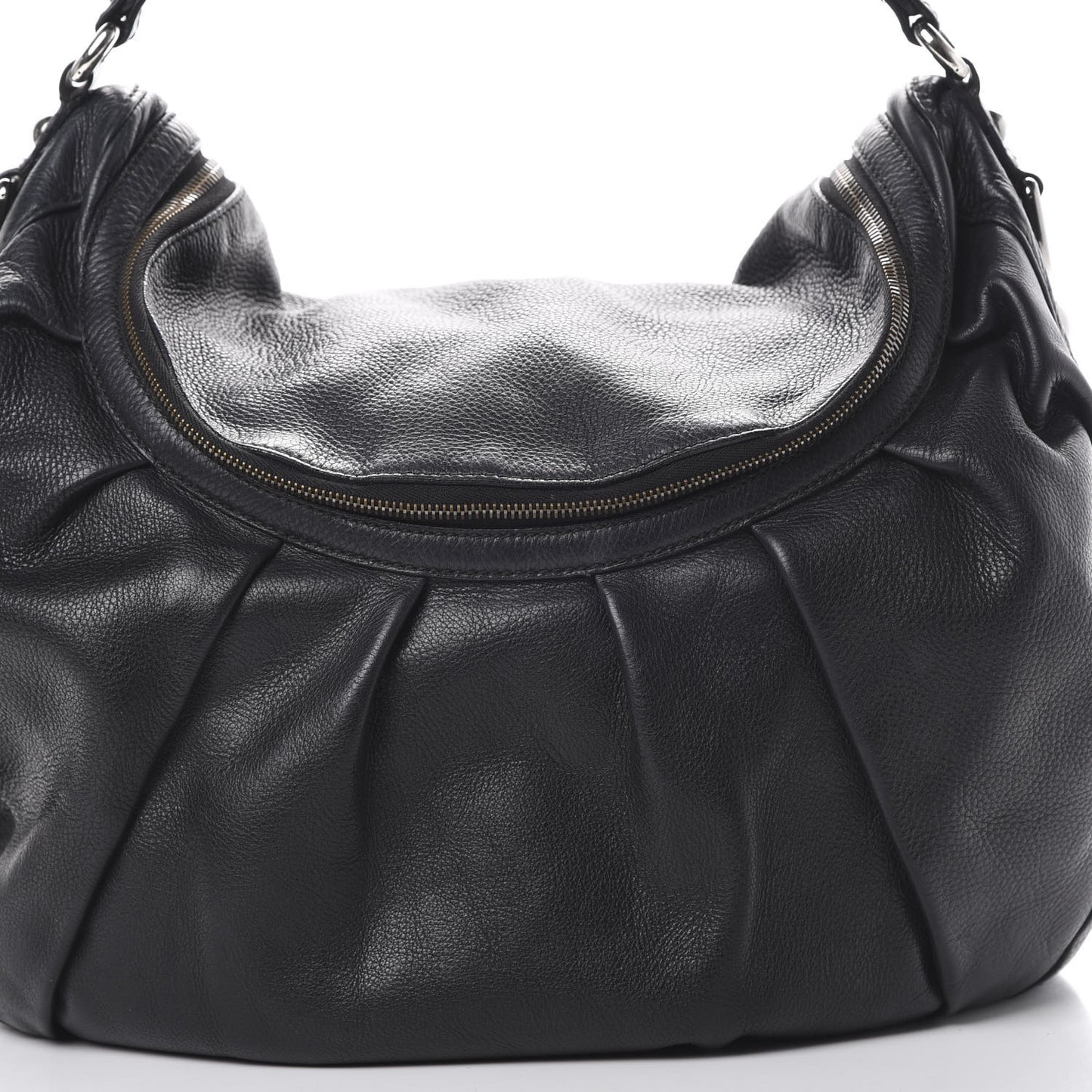 Pebbled Calfskin Medium Icon Bit Shoulder Bag Black