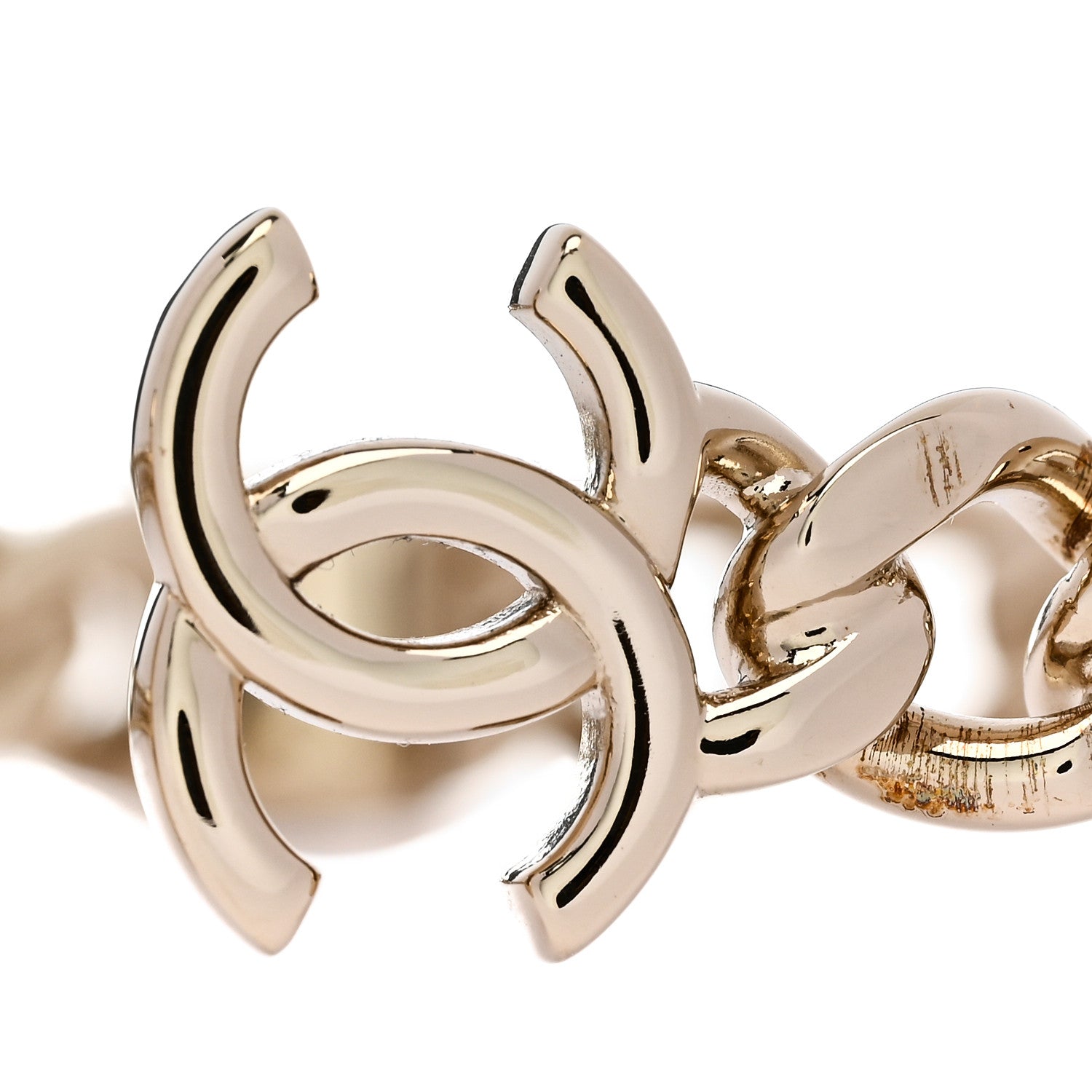 Chanel Metal CC Chain Link Choker Necklace L Gold 5 of 7