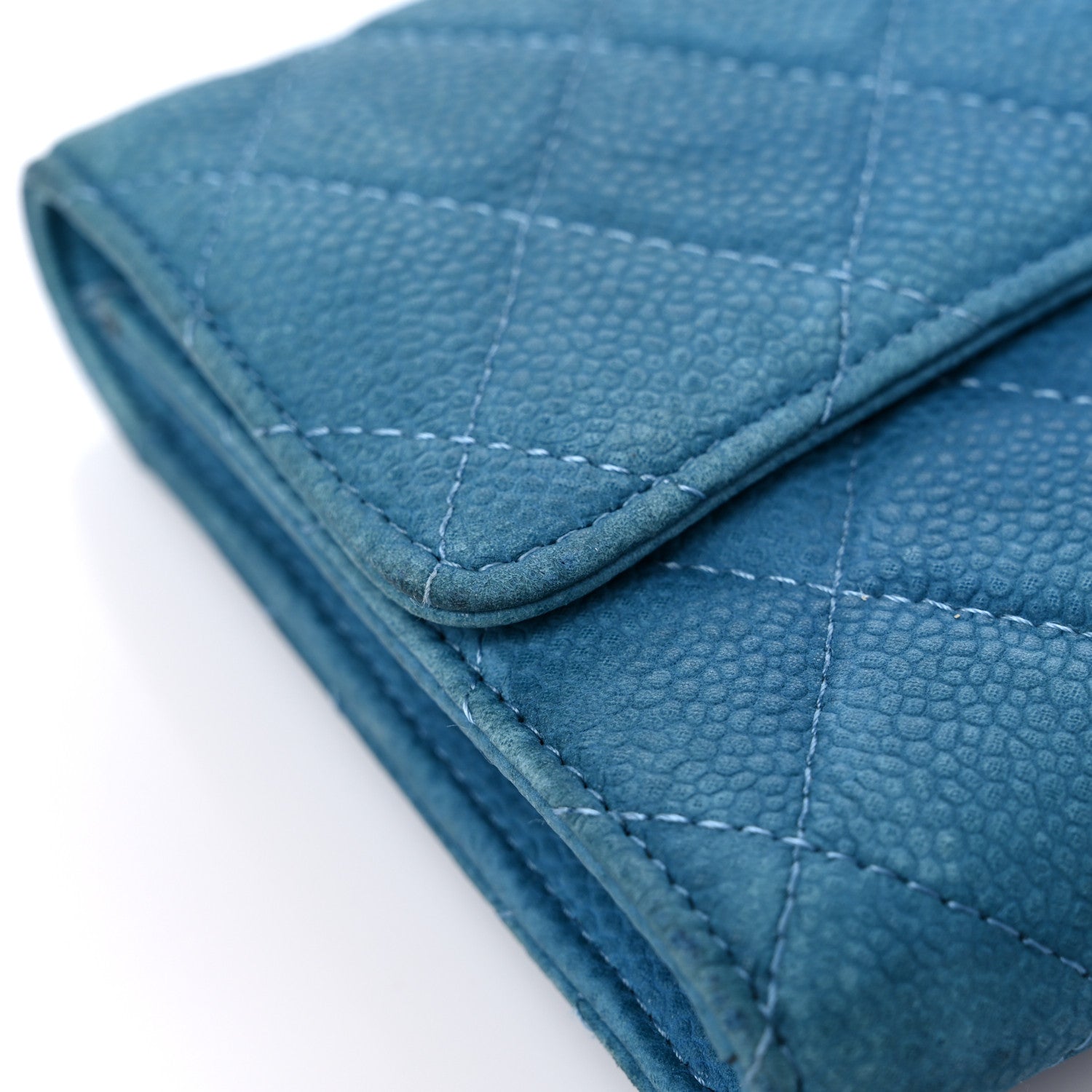 Chanel Iridescent Caviar Quilted Travel Wallet Blue 16 of 21