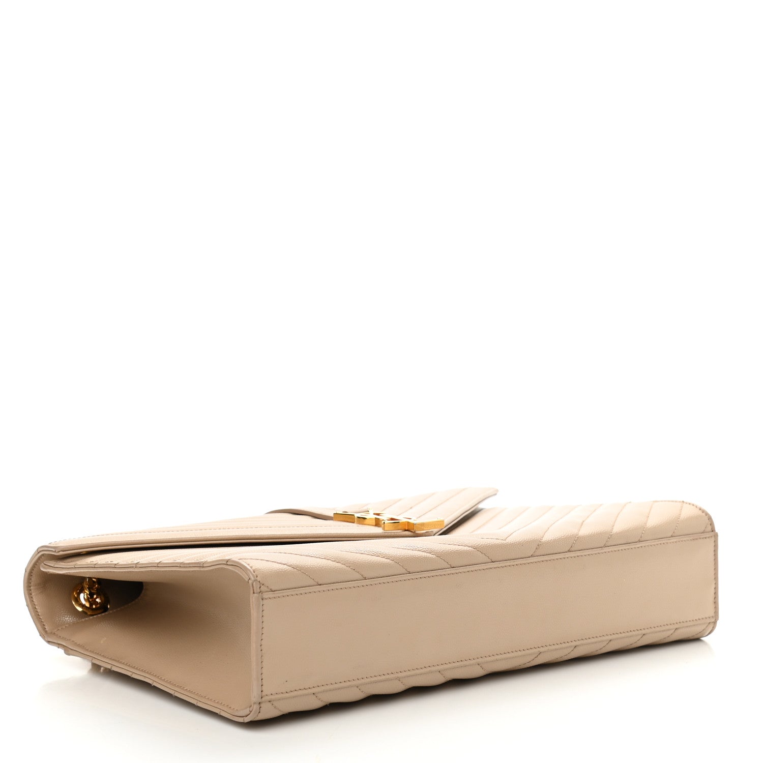 Saint Laurent Grain De Poudre Matelasse Chevron Large Monogram Satchel Dark Beige 4 of 11