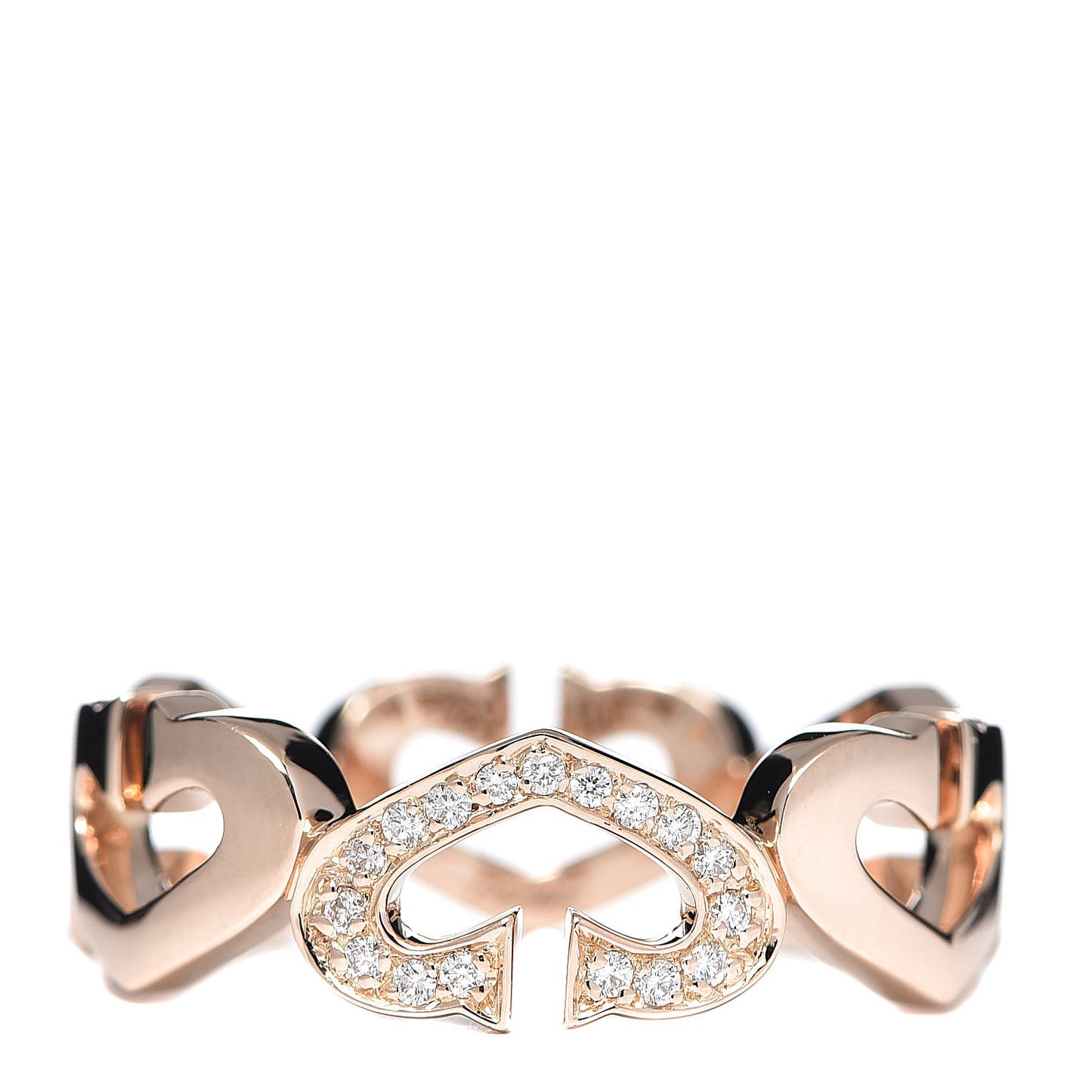 18K Pink Gold Diamond Hearts and Symbols Ring 61 9.5