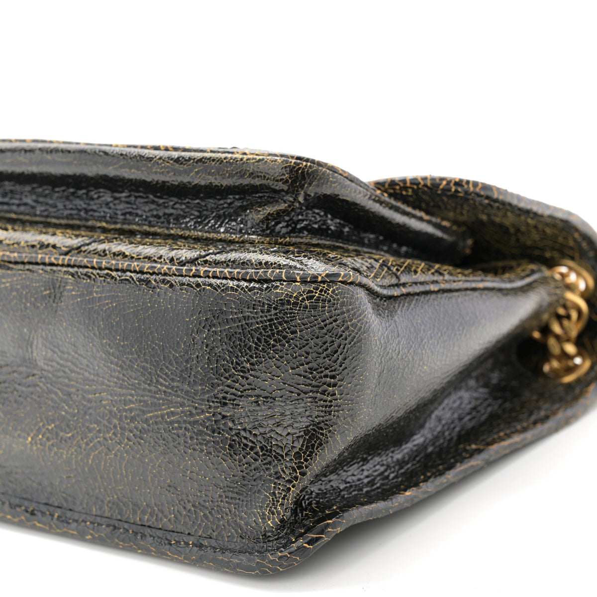 Crinkled Calfskin Matelasse Monogram Medium Niki Chain Satchel Black Ocra