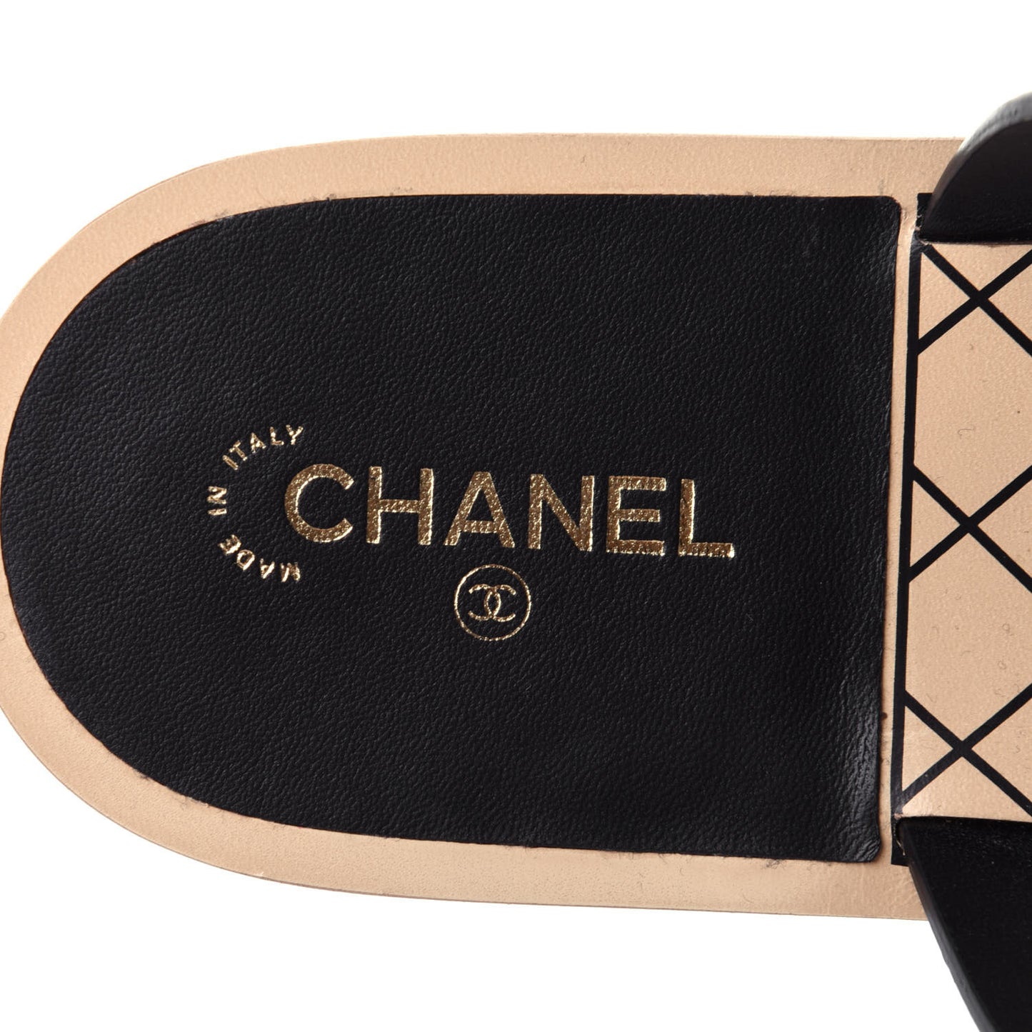 Calfskin Chain CC Logo Toe Ring Sandals 38.5 Black