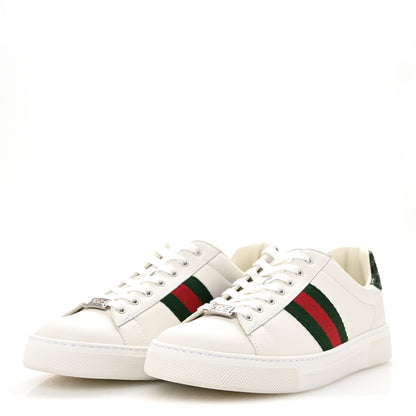 Gucci Calfskin Crocodile Web Womens Ace Sneakers 39 White Green 4 of 10